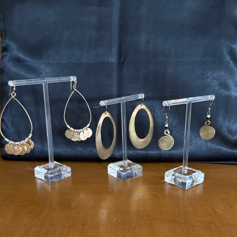 Bronze Tone Dangle Earring Bundle 3 pair
